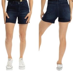 1822 BERMUDA women's denim jean shorts size 4 whiskers medium wash cuffed EUC